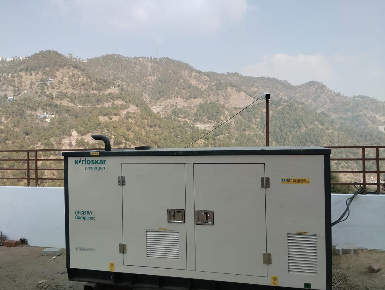 CPCB IV+ compliant genset installed on a hillside terrace with mountain view